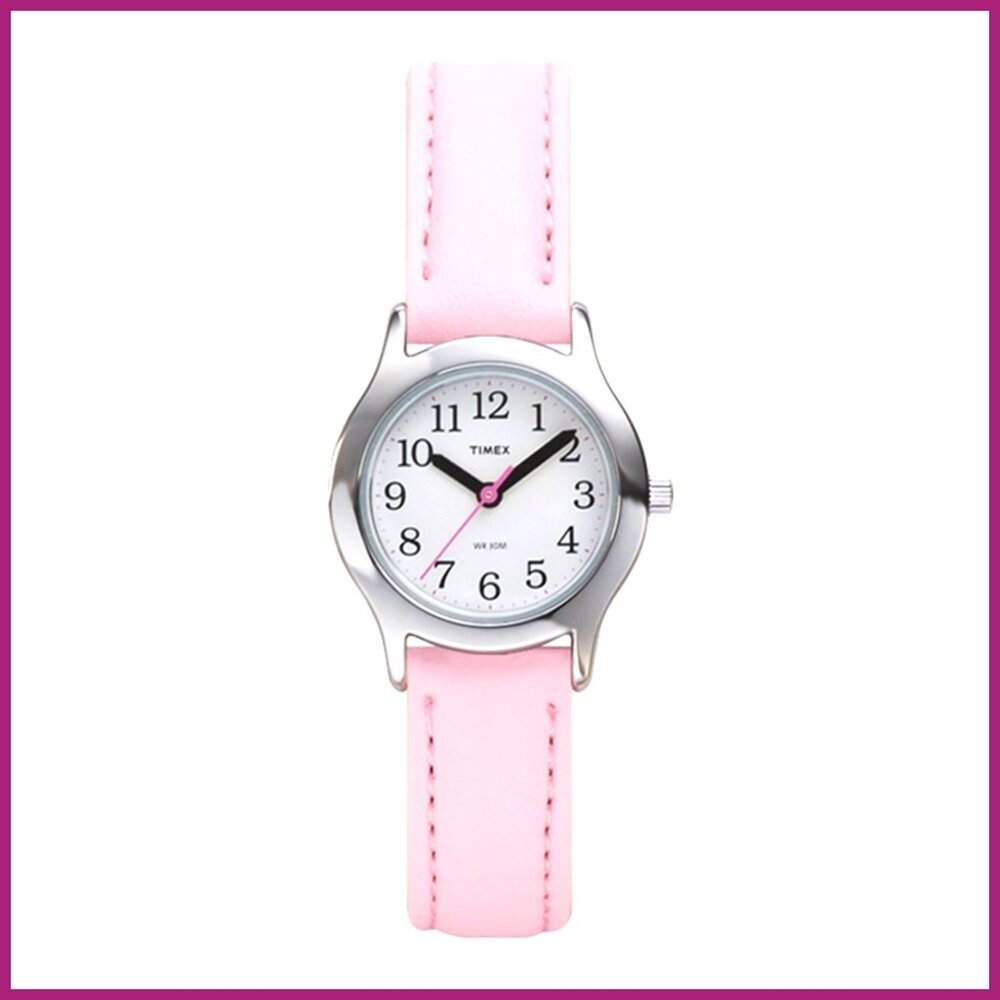 Girls' Faux Leather Strap Watch with Quartz Movement, Water Resistant